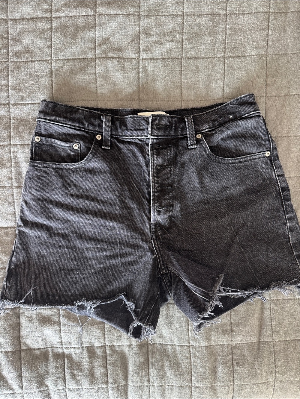 Abercrombie Womens Black Distressed Denim Shorts